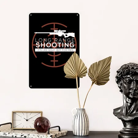 Long Range Shooting Black Metal Poster Wall Art Decor Sign