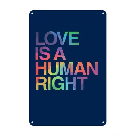 Love Is Human Right LGBT Gay Pride Navy Metal Poster Wall Art Decor Sign