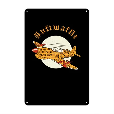 Luftwaffle Waffle Military Aircraft Pilot Black Metal Poster Wall Art Decor Sign