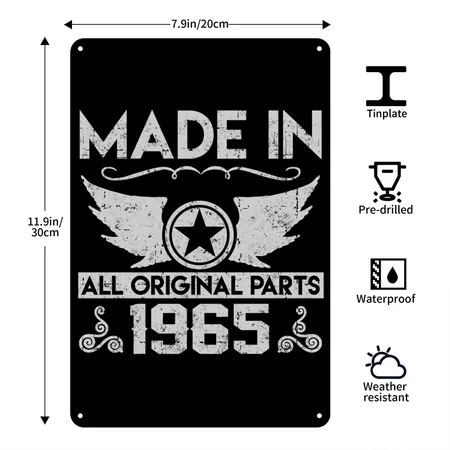 Made In 1965 222.png Black Metal Poster Wall Art Decor Sign