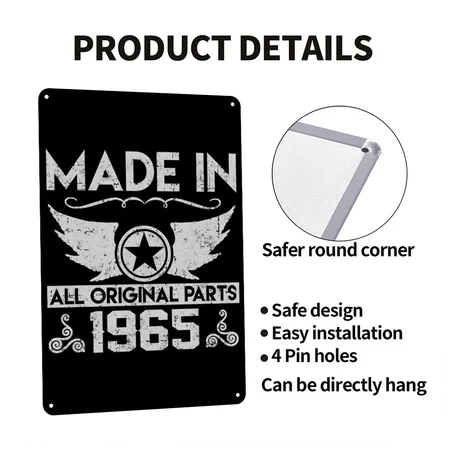 Made In 1965 222.png Black Metal Poster Wall Art Decor Sign