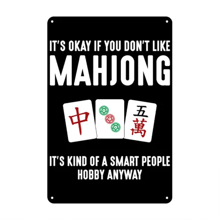 Mahjong Smart People, Mahjong Black/white Metal Poster Wall Art Decor Sign