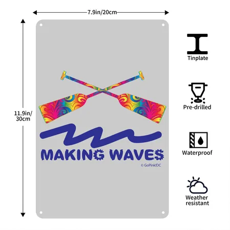 Making Waves Dragon Boat Heather Gray Metal Poster Wall Art Decor Sign