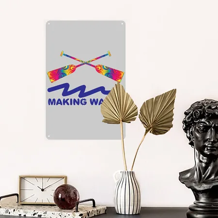 Making Waves Dragon Boat Heather Gray Metal Poster Wall Art Decor Sign