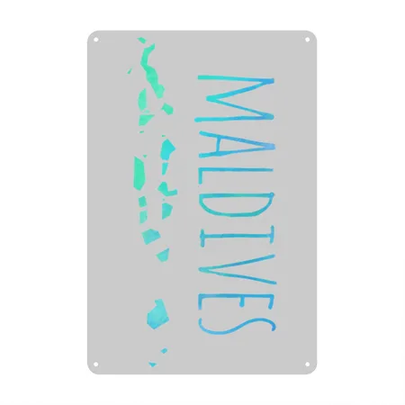 Maldives Heather Gray Metal Poster Wall Art Decor Sign