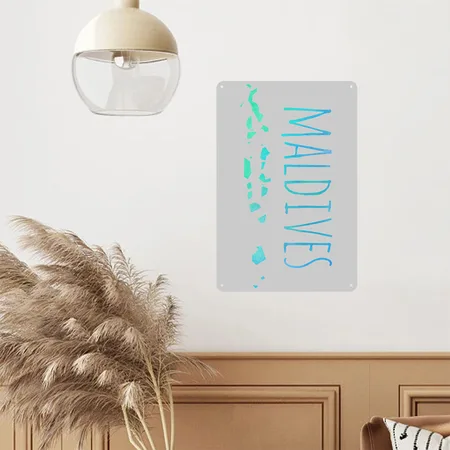 Maldives Heather Gray Metal Poster Wall Art Decor Sign