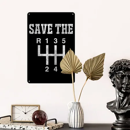 Manual Transmission Classic Car Lover Gift Black/white Metal Poster Wall Art Decor Sign