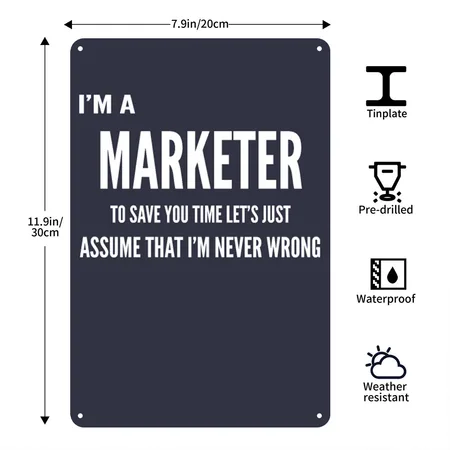 Marketer , Market ,marketing ,marketing Lover Gift Navy/heather Gray Metal Poster Wall Art Decor Sign
