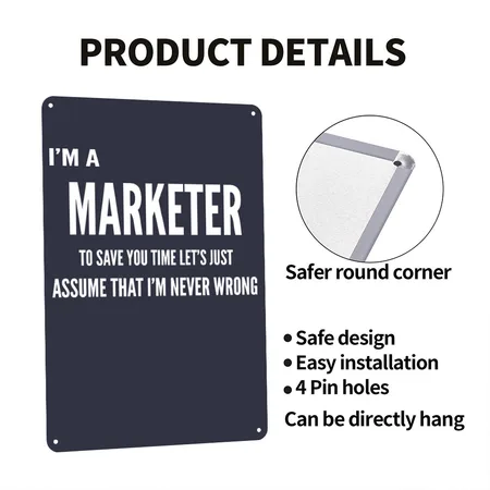 Marketer , Market ,marketing ,marketing Lover Gift Navy/heather Gray Metal Poster Wall Art Decor Sign