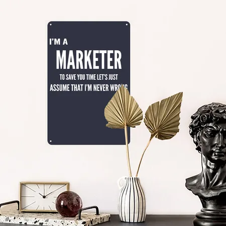 Marketer , Market ,marketing ,marketing Lover Gift Navy/heather Gray Metal Poster Wall Art Decor Sign