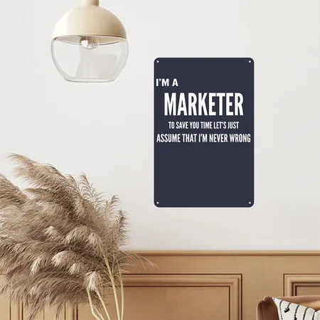 Marketer , Market ,marketing ,marketing Lover Gift Navy/heather Gray Metal Poster Wall Art Decor Sign