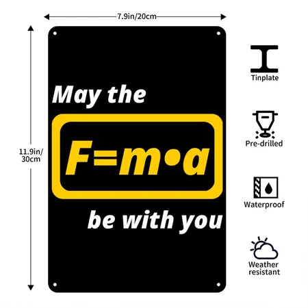 May The F＝m? Be With You Black Metal Poster Wall Art Decor Sign