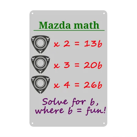 Mazda Math Design Heather Gray Metal Poster Wall Art Decor Sign