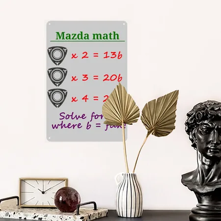 Mazda Math Design Heather Gray Metal Poster Wall Art Decor Sign