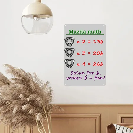 Mazda Math Design Heather Gray Metal Poster Wall Art Decor Sign