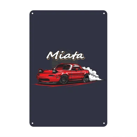 Mazda MX5 Miata Navy/heather Gray Metal Poster Wall Art Decor Sign