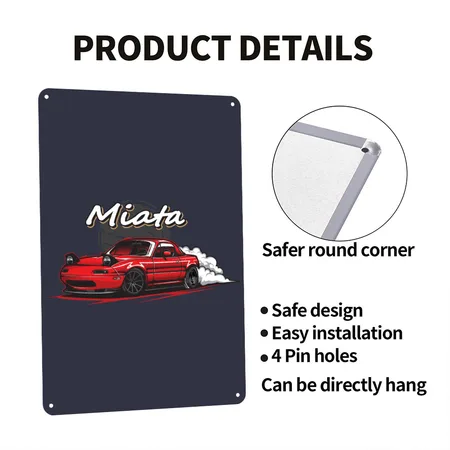 Mazda MX5 Miata Navy/heather Gray Metal Poster Wall Art Decor Sign