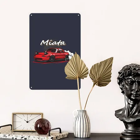 Mazda MX5 Miata Navy/heather Gray Metal Poster Wall Art Decor Sign