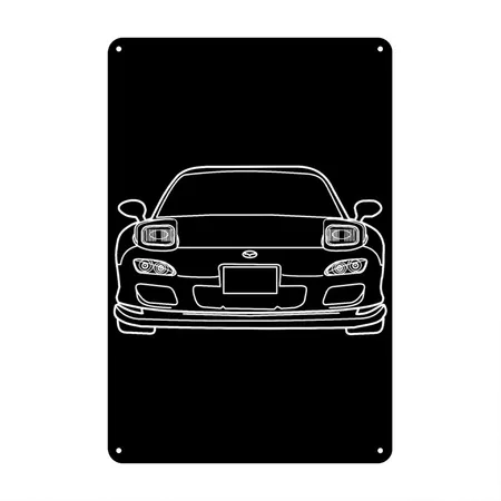 Mazda RX7 Black Metal Poster Wall Art Decor Sign