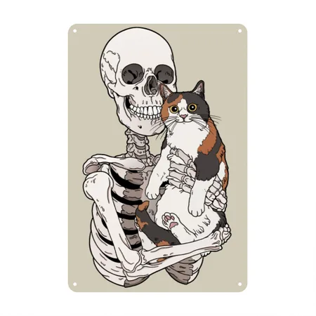 Me My Calico Cat Khaki Metal Poster Wall Art Decor Sign