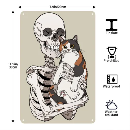Me My Calico Cat Khaki Metal Poster Wall Art Decor Sign