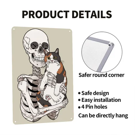 Me My Calico Cat Khaki Metal Poster Wall Art Decor Sign