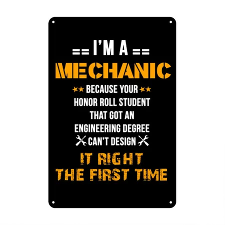 Mechanic Roll Black Metal Poster Wall Art Decor Sign