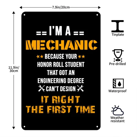 Mechanic Roll Black Metal Poster Wall Art Decor Sign