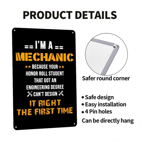 Mechanic Roll Black Metal Poster Wall Art Decor Sign