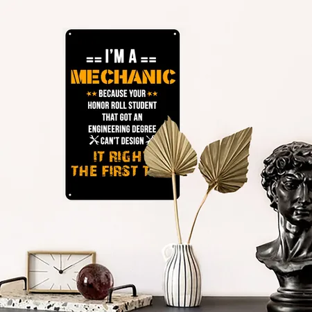 Mechanic Roll Black Metal Poster Wall Art Decor Sign