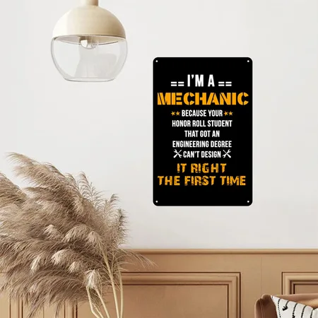 Mechanic Roll Black Metal Poster Wall Art Decor Sign