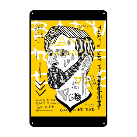 Messi Black Metal Poster Wall Art Decor Sign