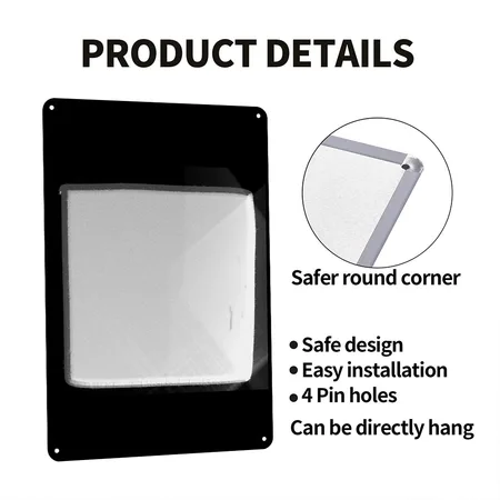 Metal Surface Square Craft Silver Shiny Square Black Metal Poster Wall Art Decor Sign