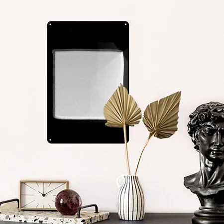Metal Surface Square Craft Silver Shiny Square Black Metal Poster Wall Art Decor Sign