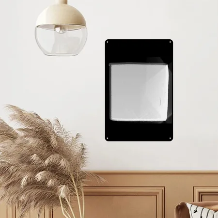 Metal Surface Square Craft Silver Shiny Square Black Metal Poster Wall Art Decor Sign