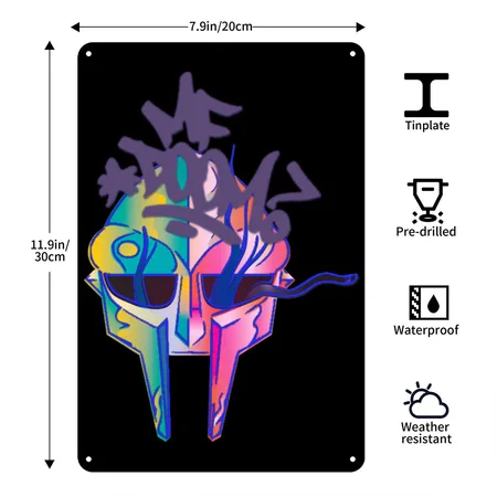 MF DOOM Black/white Metal Poster Wall Art Decor Sign