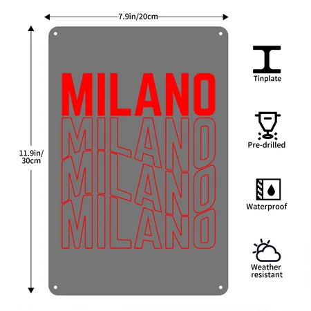 Milano Charcoal Metal Poster Wall Art Decor Sign