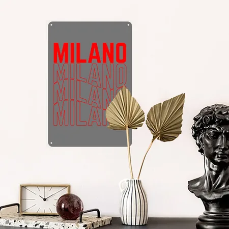 Milano Charcoal Metal Poster Wall Art Decor Sign