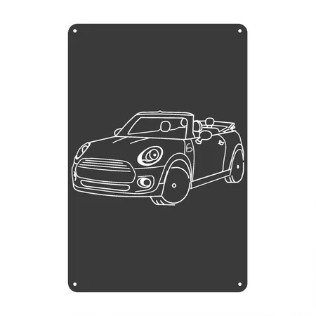 Mini Cooper Convertible Heather Black Metal Poster Wall Art Decor Sign