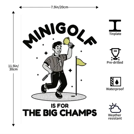 Mini Golf Retro Cartoon White Metal Poster Wall Art Decor Sign