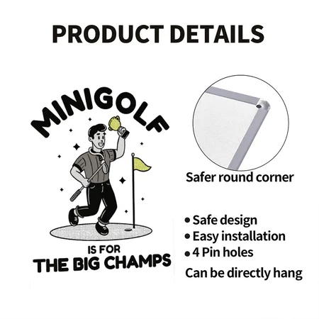 Mini Golf Retro Cartoon White Metal Poster Wall Art Decor Sign