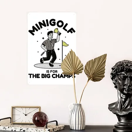 Mini Golf Retro Cartoon White Metal Poster Wall Art Decor Sign