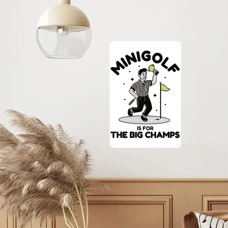 Mini Golf Retro Cartoon White Metal Poster Wall Art Decor Sign