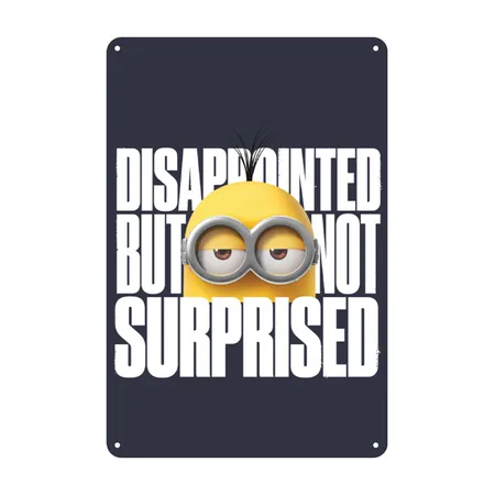 Minions Kevin Disappointed But Not Surprised Navy/heather Gray Metal Poster Wall Art Decor Sign