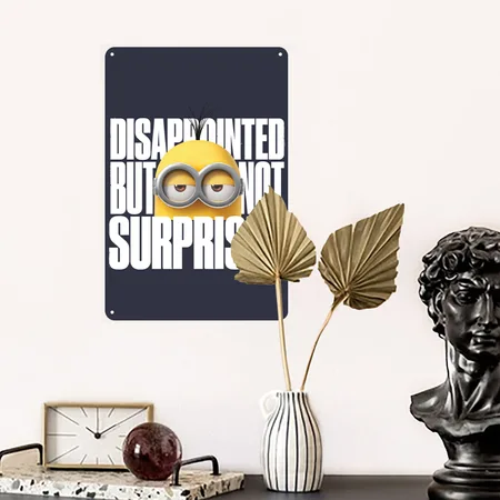 Minions Kevin Disappointed But Not Surprised Navy/heather Gray Metal Poster Wall Art Decor Sign