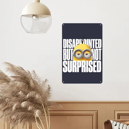 Minions Kevin Disappointed But Not Surprised Navy/heather Gray Metal Poster Wall Art Decor Sign