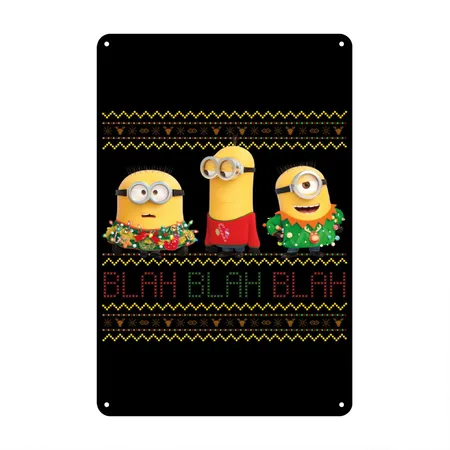 Minions Ugly X-mas Blah Black Metal Poster Wall Art Decor Sign