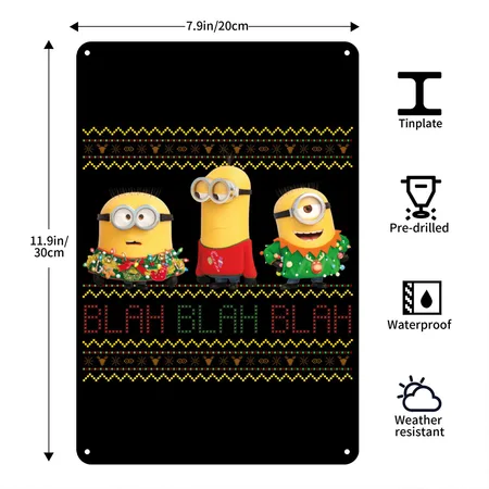 Minions Ugly X-mas Blah Black Metal Poster Wall Art Decor Sign