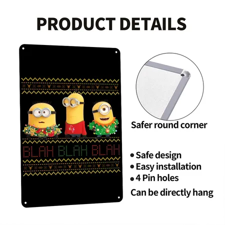 Minions Ugly X-mas Blah Black Metal Poster Wall Art Decor Sign