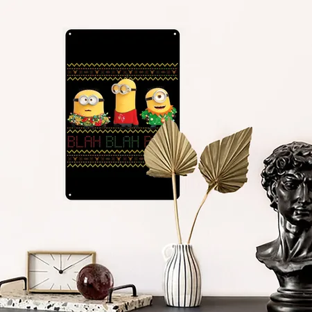 Minions Ugly X-mas Blah Black Metal Poster Wall Art Decor Sign
